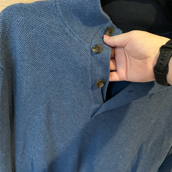 Brooks Brothers Cotton Cashmere blend Henley sweater in blue with buttons - Picture 3 of 9